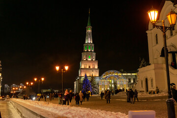 Night historical city of Kazan. 07.01.2022 History of Russia