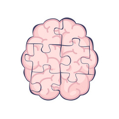 Human brain puzzle. Symbol of solving a difficult mental or psychological task