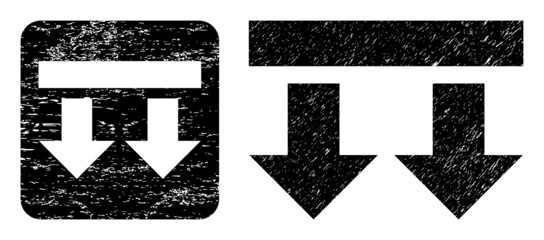 Vector bring down carved icon. Grunge bring down seal stamp, done from icon and rounded square. Rounded square stamp seal include bring down hole inside. Vector bring down grunge images.