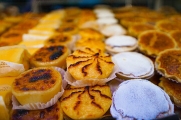 sweets pastries from the bakery in lisbon portugal city 