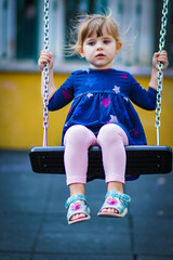 portrait of a child on the playground in lisbon portugal 