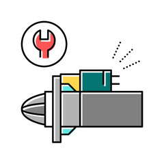 starter repair and replacement color icon vector isolated illustration