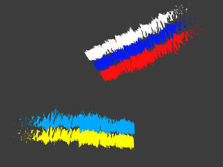Fototapeta premium Color flag of Ukraine and Russia. Vector, isolated objects.