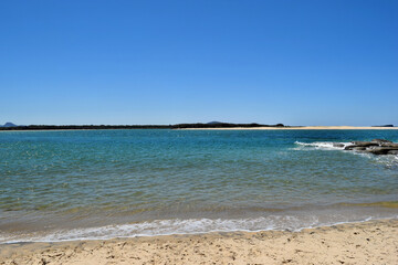 Fototapeta na wymiar View on the ocean and Maroochydore bay and beach in Sunshine Coast