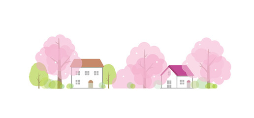 桜と家の風景