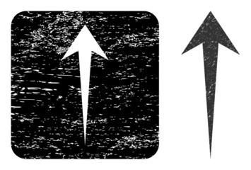 Vector arrow up hole icon. Grunge arrow up stamp, done with icon and rounded square. Rounded square stamp include arrow up hole inside. Vector arrow up rubber images.