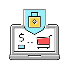 secure shopping color icon vector illustration