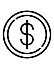 Dollar Coin Flat Icon Isolated On White Background