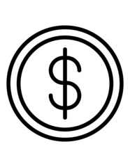 Dollar Coin Flat Icon Isolated On White Background