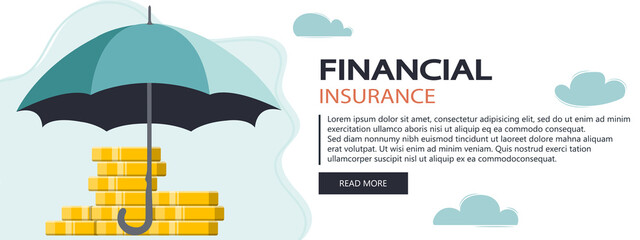 Finance Insurance. Investment. Money security. Flat vector illustration - obrazy, fototapety, plakaty