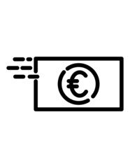 Recieve Currency Euro Flat Icon Isolated On White Background