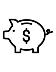 Money Box  Pig Flat Icon Isolated On White Background