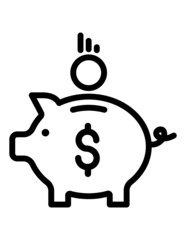 Money Box  Pig Flat Icon Isolated On White Background