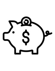 Money Box  Pig Flat Icon Isolated On White Background