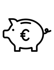 Money Box Pig Flat Icon Isolated On White Background