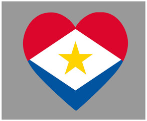 Saba Flag National North America Emblem Heart Icon Vector Illustration Abstract Design Element