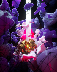 Abstract 3d render illustration, futuristic background design, modern graphic design element