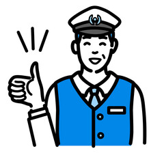 笑顔で親指を立てている運転手の男性
