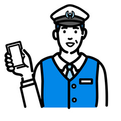 スマートフォンを持っている運転手の男性
