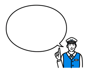 吹き出しで提案する運転手の男性
