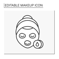  Face mask line icon. Moisturized facial mask. Spa procedure. Organic skin care.Makeup concept. Isolated vector illustration. Editable stroke