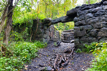stone wall near the train tracks