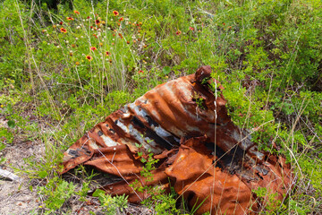 Pile of rust in a field