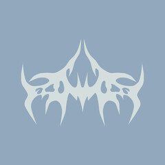 Abstract tattoo sketch. Artistic death metal logo design. Blue illustration in Metalcore style on a blue background.