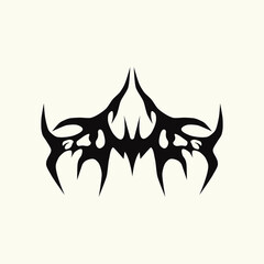 Abstract tattoo sketch. Artistic death metal logo design. Black illustration in Metalcore style on a white background. - obrazy, fototapety, plakaty