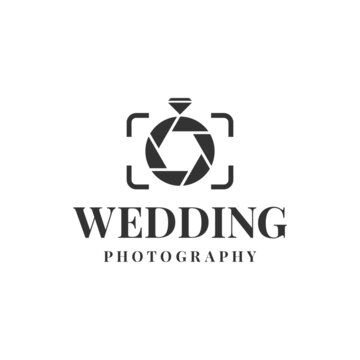 Wedding photography camera shutter diamond logo icon vector