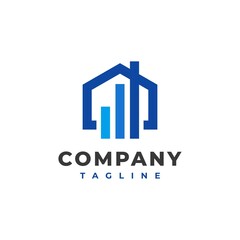 House finance chart bar logo icon vector