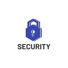 Security padlock flat logo icon vector 