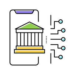 online bank color icon vector flat illustration