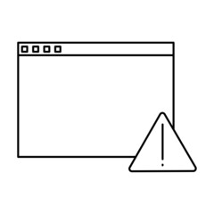 Window triangle exclamation mark. Internet window. Vector illustration. stock image. 