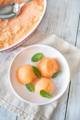 Cantaloupe-mint sorbet