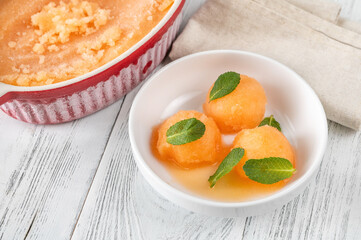 Cantaloupe-mint sorbet