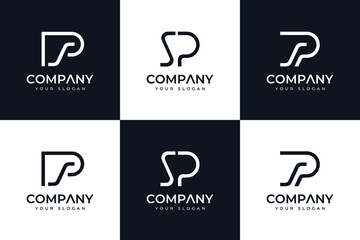 set of letter sp logo creative design
