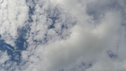White fluffy clouds on blue sky in summer