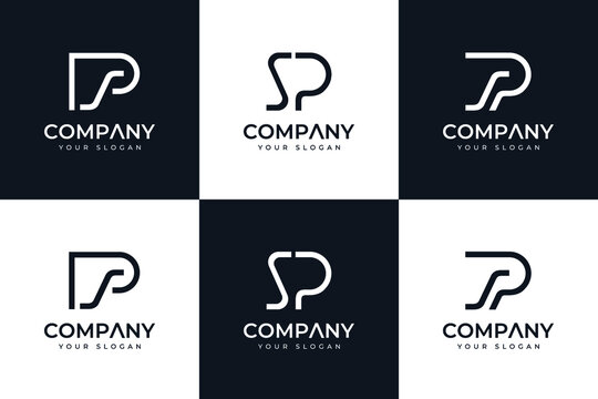set of letter sp logo creative design