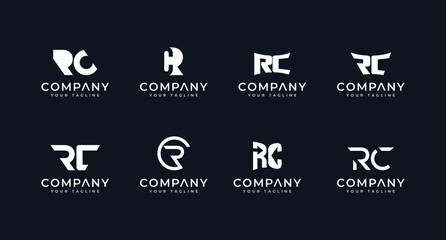 set of letter rc logo creative design - obrazy, fototapety, plakaty