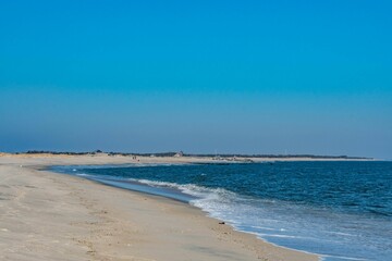 Fototapeta na wymiar Down The Shore on a Winter Day, Sandy Hook, Gateway National Park, New Jersey, USA