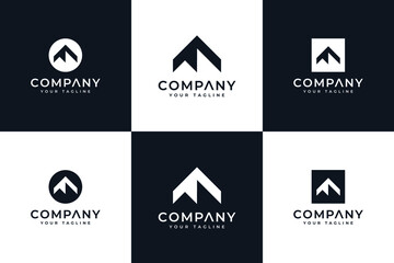 set of letter a mountain logo creative design