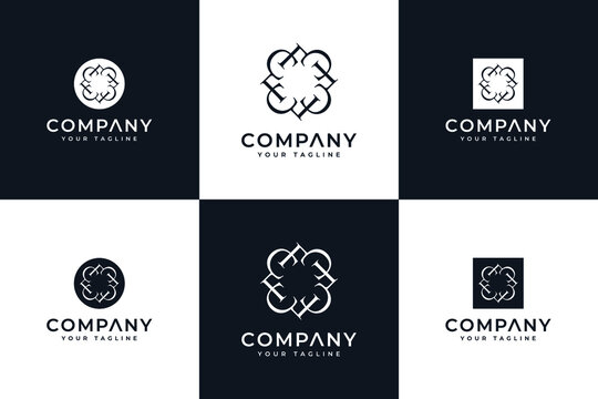 set of letter cf logo creative design