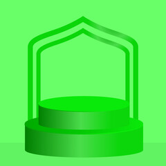 Green 3D podium for product display. 3D rendering