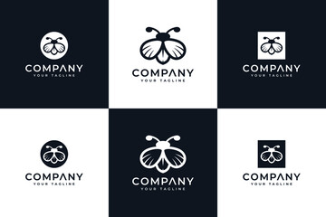 set of bee and bear logo creative design