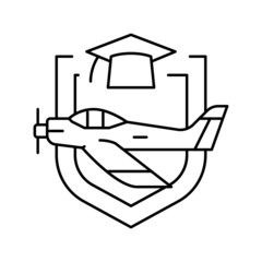 graduation flight school line icon vector illustration