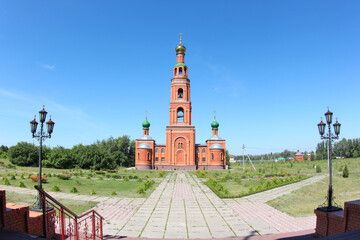Bell tower of the Achair women's monastery of the Holy Cross of the Lord in the Omsk region