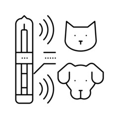 microchipping domestic animal line icon vector illustration