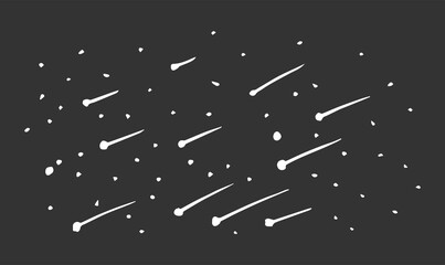 meteor shower at night, vector illustration.