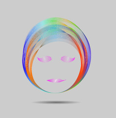 Circular vector element with abstract lines resembling a lady wearing a scarf.  Modern background design. Lace effect. For social media, web sites, business presentation, banner, poster.